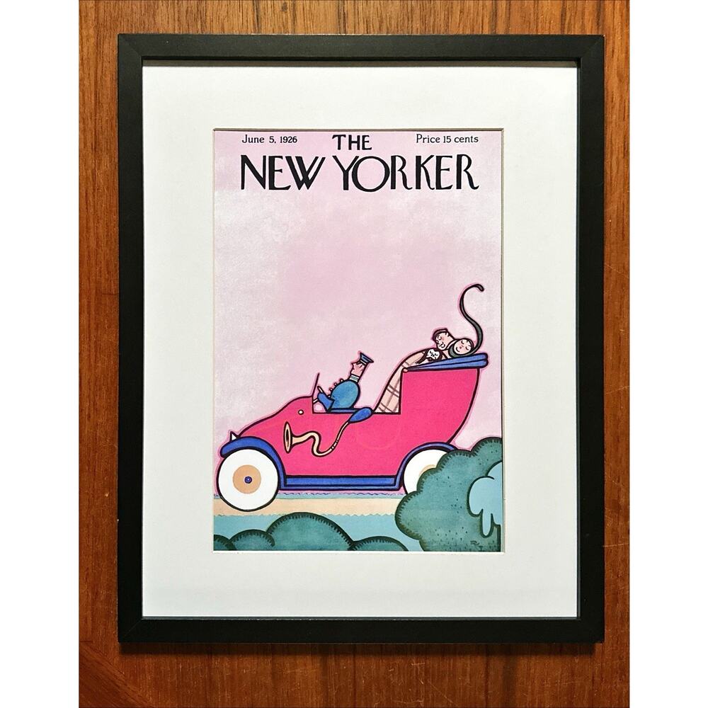 Framed 1926 The New Yorker Magazine June 5 Irvin Pink Car